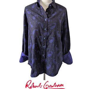 Robert Graham Button up Long sleeve Black purple Cotton shirt Blouse